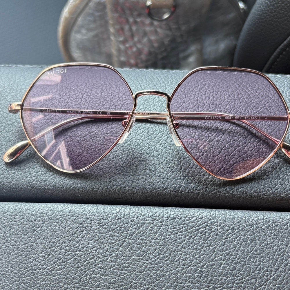 Gucci Hexagonal Sunglasses with Purple Tint